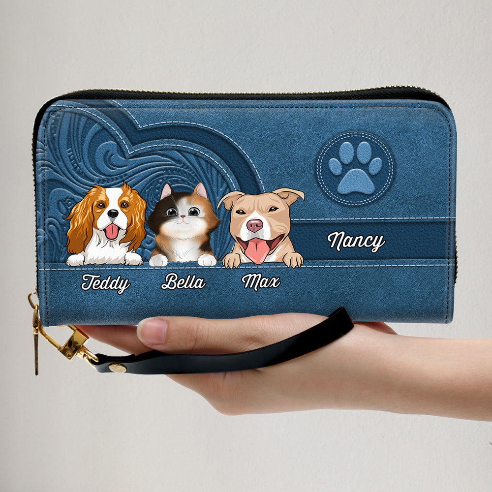 Cute Dogs And Cats Aesthetic Pattern - Personalized Leather Wallet