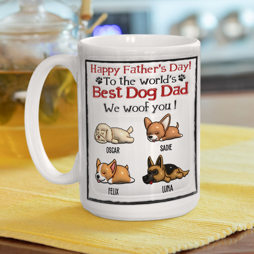 Custom Photo Christmas Birthday Gifts For Dog Lovers • Best Dog Dad In The World - Personalized 3D Inflated Effect Mug