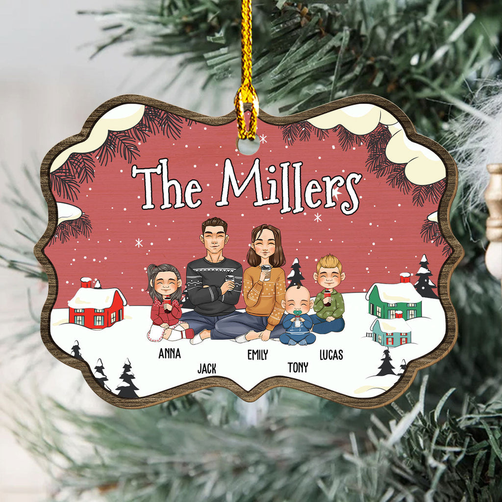 Family Name - Personalized 1-layered Wood Ornament