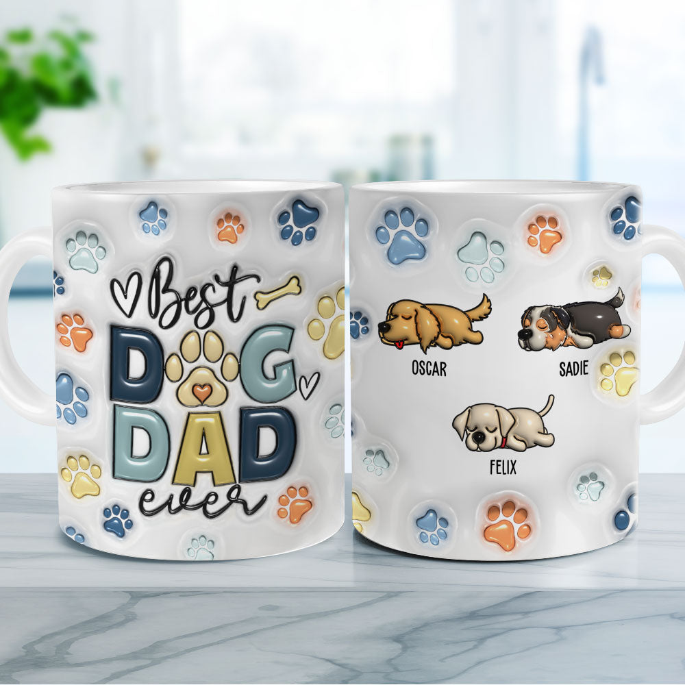 Custom Photo Christmas Birthday Gifts For Dog Lovers • Dog Dad - Personalized 3D Inflated Effect Mug