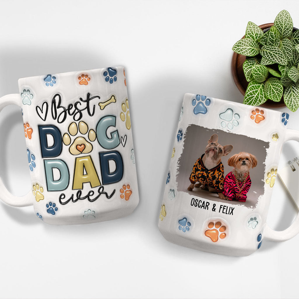 Custom Photo Christmas Birthday Gifts For Dog Lovers • Dog Dad - Personalized 3D Inflated Effect Mug