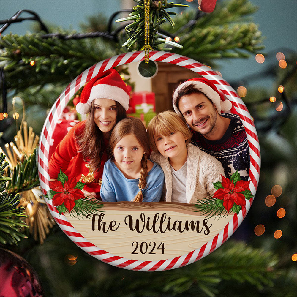 Family Moment - Personalized Circle Ceramic Christmas Ornament