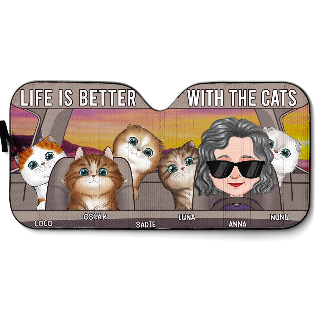 Custom Christmas Birthday Gifts Car Accessories for Pet Parents • Life Is Better With The Dogs - Personalized Car Sunshade