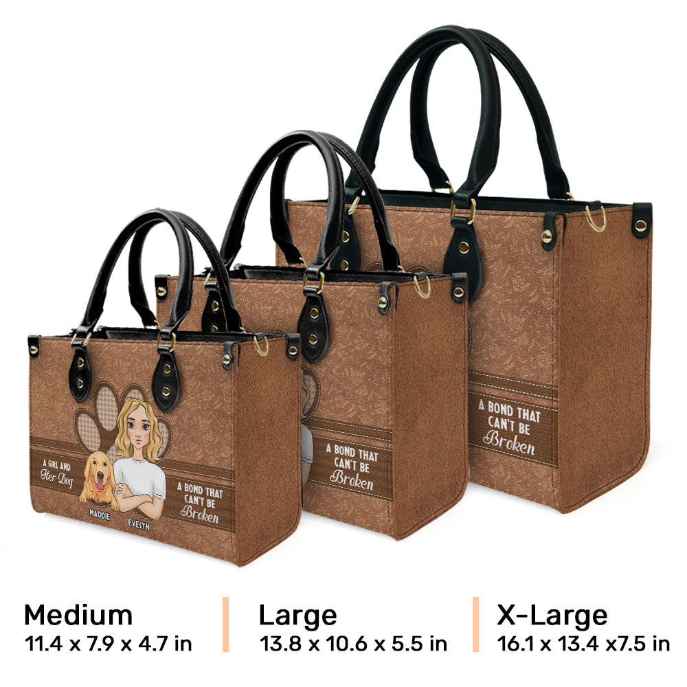 A Girl And Her Dog - Personalized Leather Bag