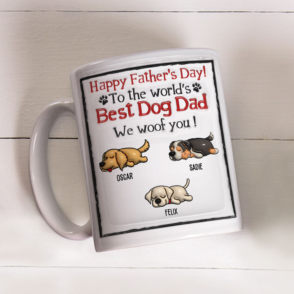 Custom Photo Christmas Birthday Gifts For Dog Lovers • Best Dog Dad In The World - Personalized 3D Inflated Effect Mug
