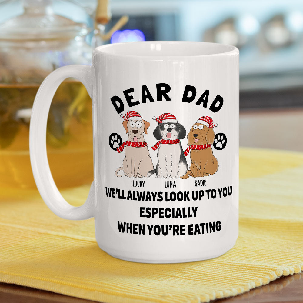 Custom Photo Christmas Birthday Gifts For Dog Lovers • Dear Mom We Look Up - Personalized Coffee Mug