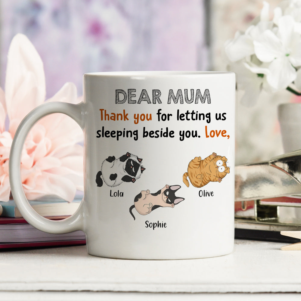 Custom Christmas Birthday Gifts For Cat Lovers • Sleeping Beside You - Personalized Coffee Mug