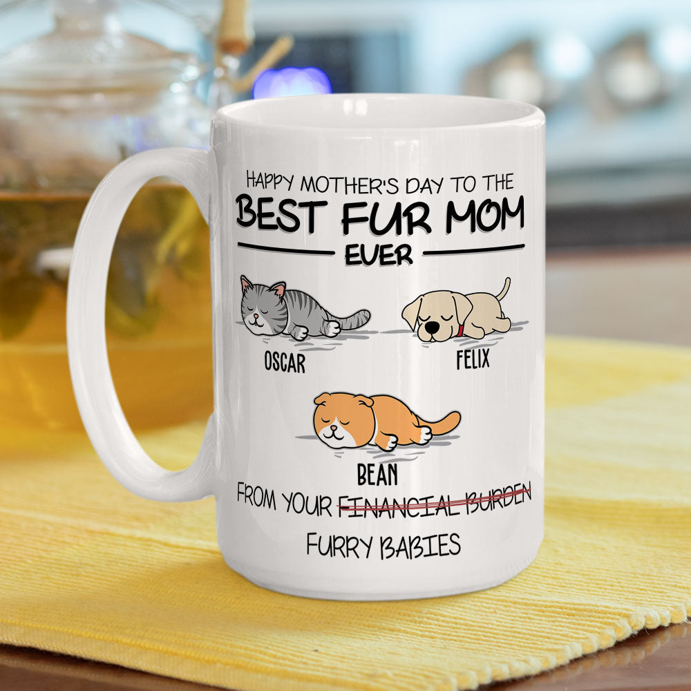 Custom Photo Mother's day Birthday Gifts For Cat Mom, Cat Lovers • Happy Mother's Day To The Best Fur Mom Ever - Personalized Coffee Mug