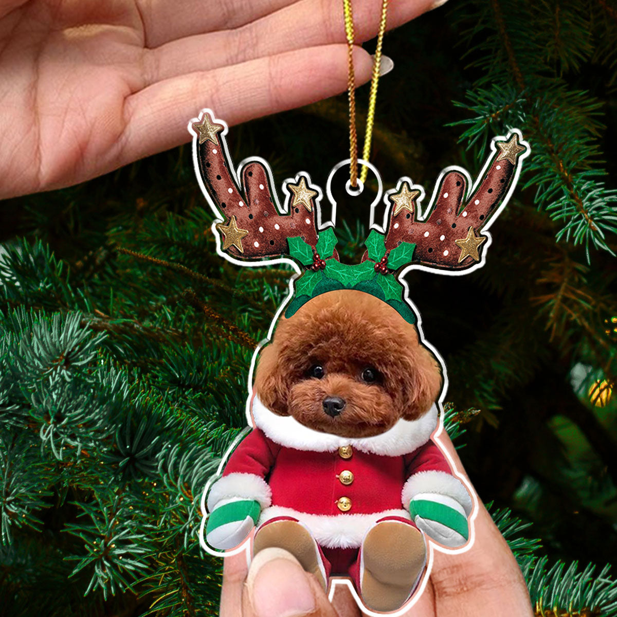 Baby Dog Reindeer - Personalized Acrylic Ornament