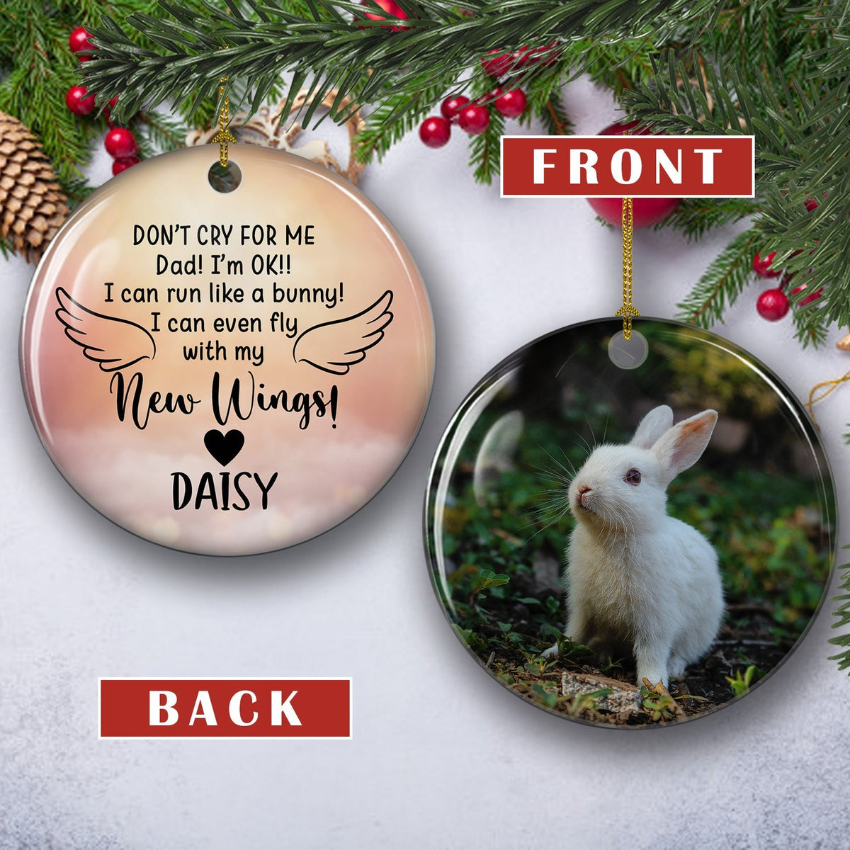 Custom Christmas Memorial Sympathy Gifts For Dogs, Cats • Once By My Side - Personalized Circle Ceramic Ornament
