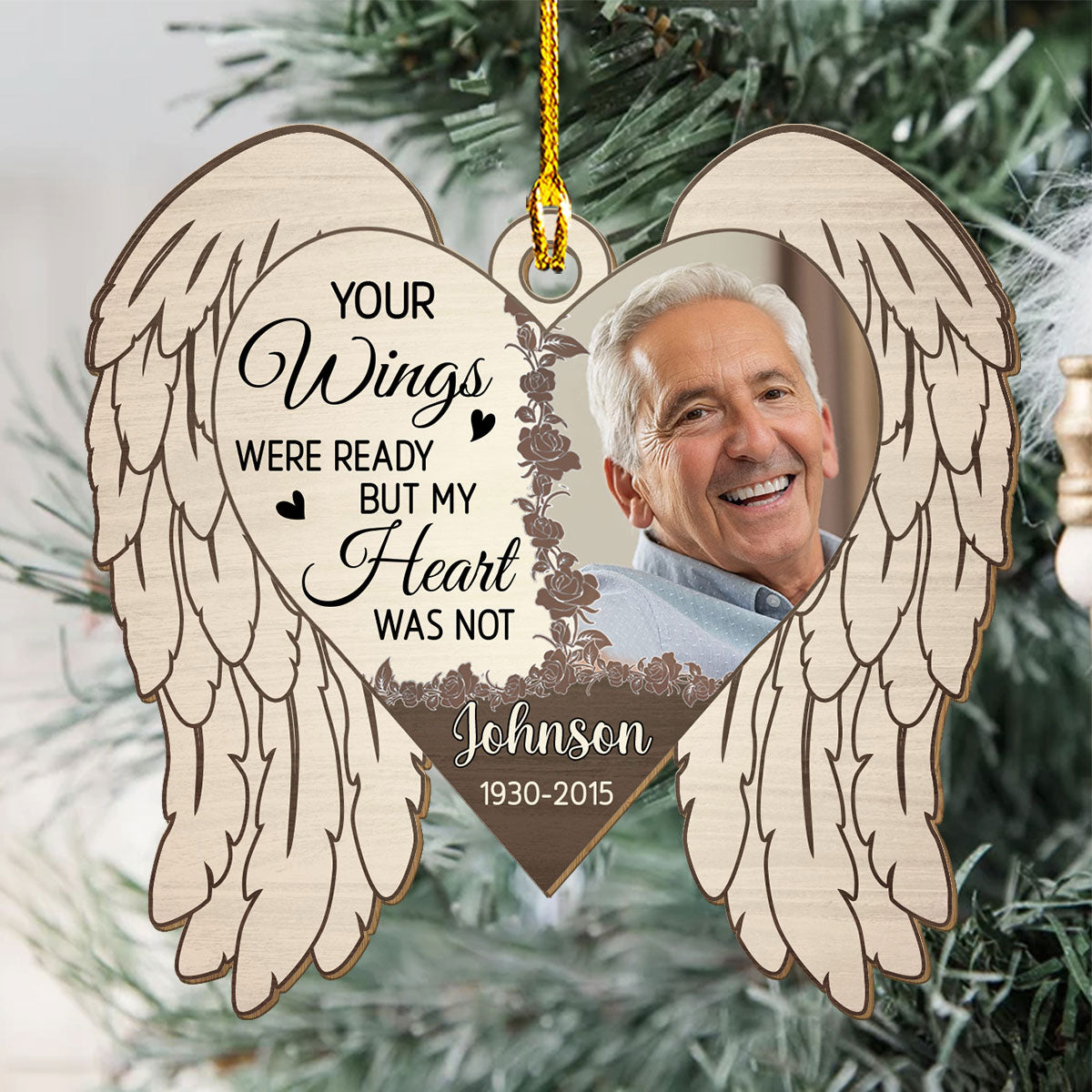 The Wings - Personalized 1-layered Wood Ornament
