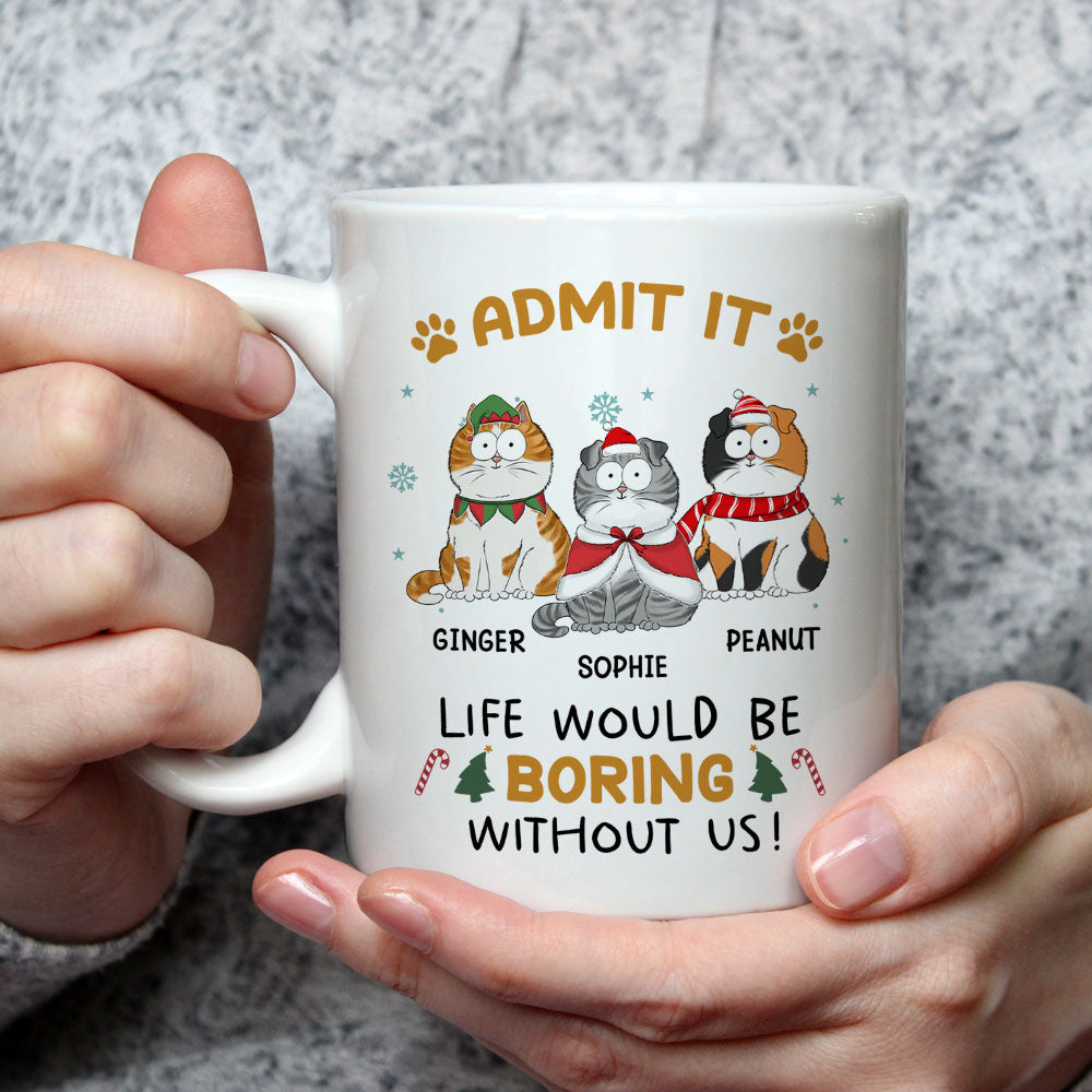 Custom Photo Mother's day Birthday Gifts For Cat Mom, Cat Lovers • Never Get Bored - Personalized Coffee Mug