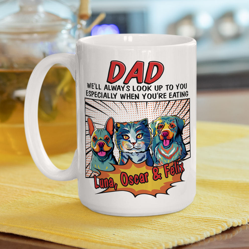 Custom Mother's day Birthday Gifts For Cat Mom, Cat Lovers • Pop Art Eating Pet - Personalized Coffee Mug