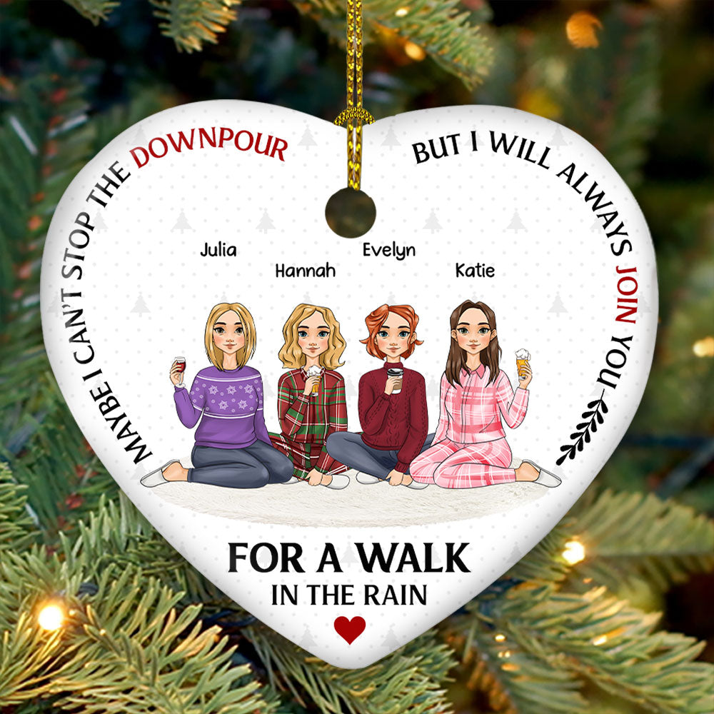 Walk In The Rain - Personalized Heart Ceramic Ornament