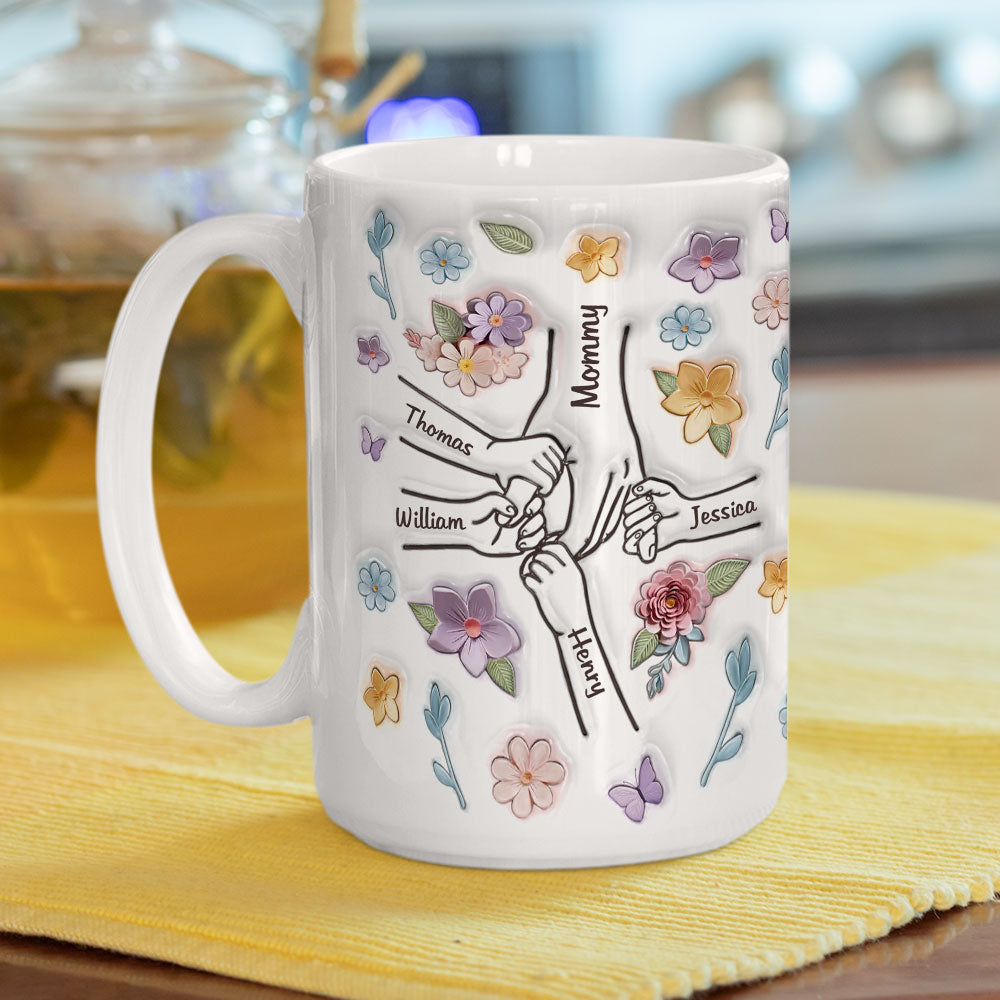 Mom You Hold My Hand Also My Heart - Personalized 3D Inflated Effect Mug