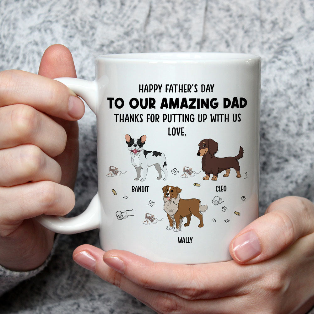 Custom Photo Christmas Birthday Gifts For Dog Lovers • Dog Thanks For Dad - Personalized Coffee Mug