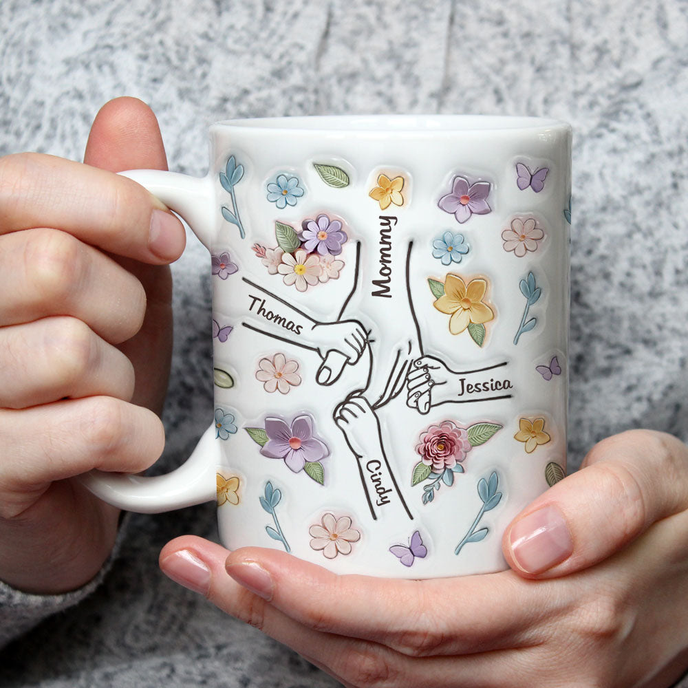 Mom You Hold My Hand Also My Heart - Personalized 3D Inflated Effect Mug