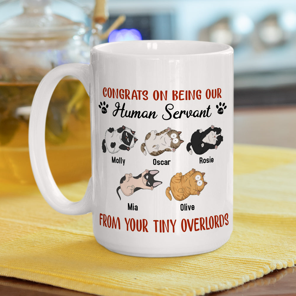 Custom Christmas Birthday Gifts For Cat Lovers • Being Our Human Servant - Personalized Coffee Mug