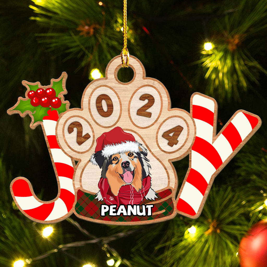 Joyful Dog 2024 - Personalized 1-layered Wood Ornament