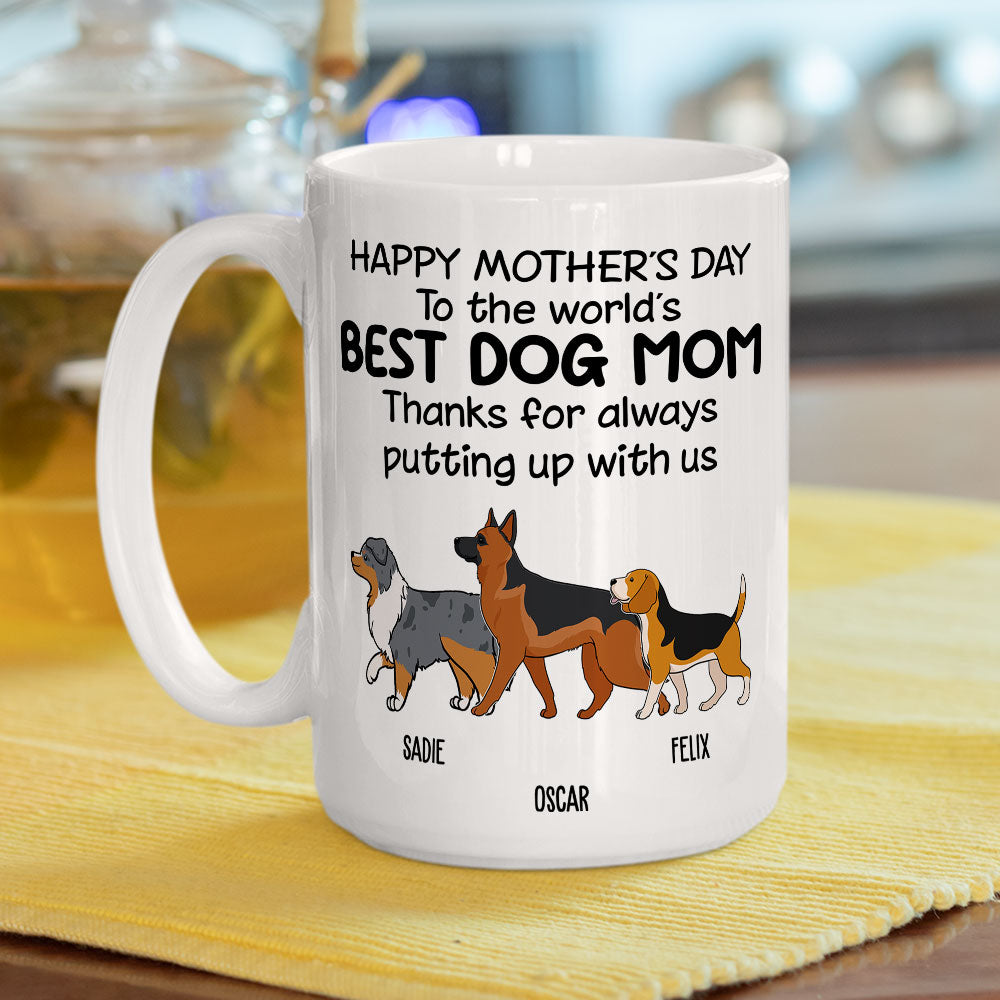Custom Photo Christmas Birthday Gifts For Dog Lovers • Thanks For Putting Up - Personalized Coffee Mug