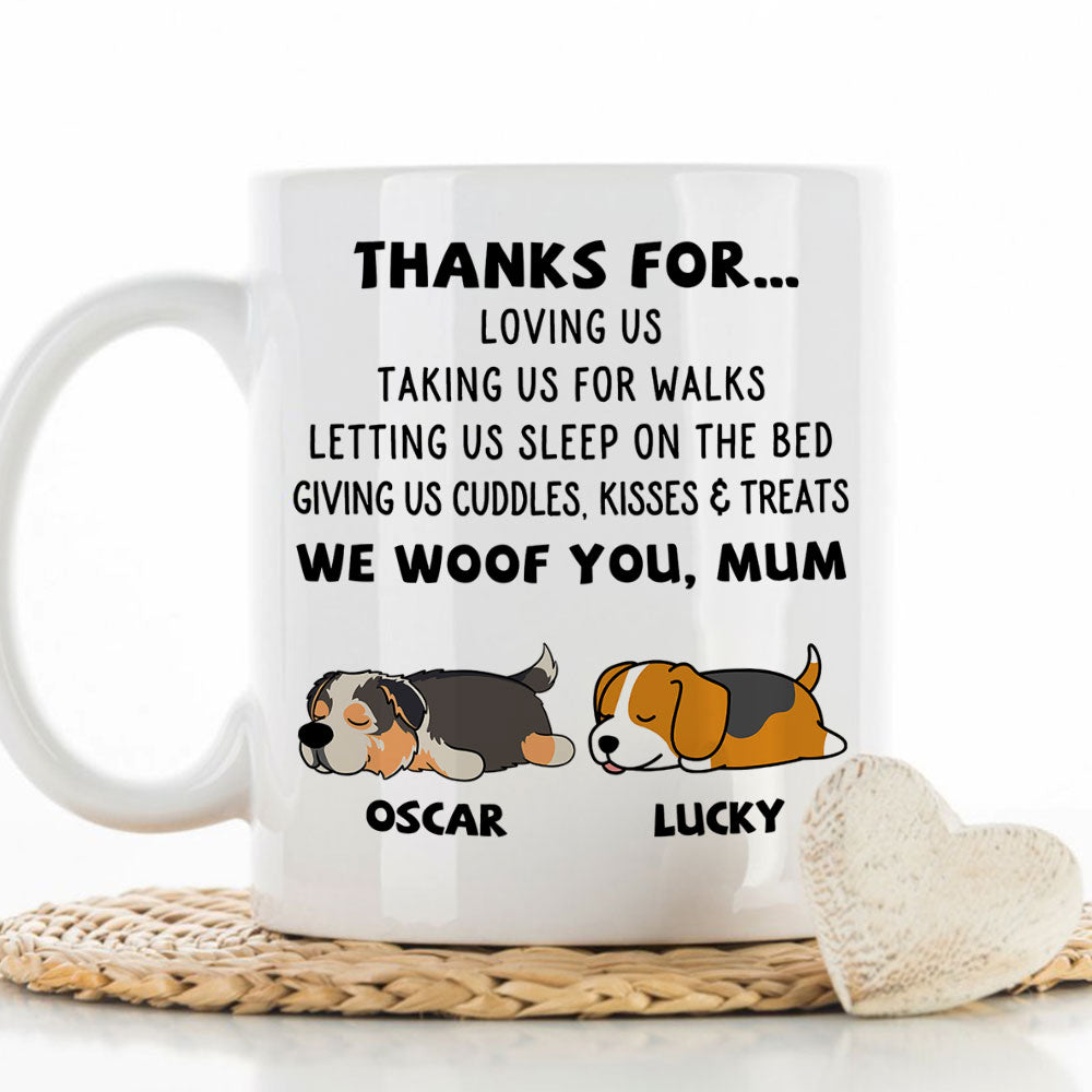 Custom Christmas Birthday Gifts For Dog Lovers • Thanks For Loving Me - Personalized Coffee Mug