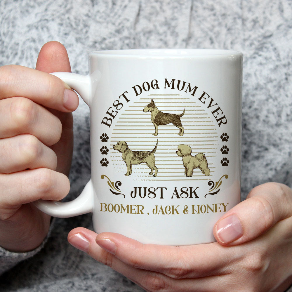 Custom Photo Christmas Birthday Gifts For Dog Lovers • Best Dog Ever Just Ask Vintage - Personalized Coffee Mug