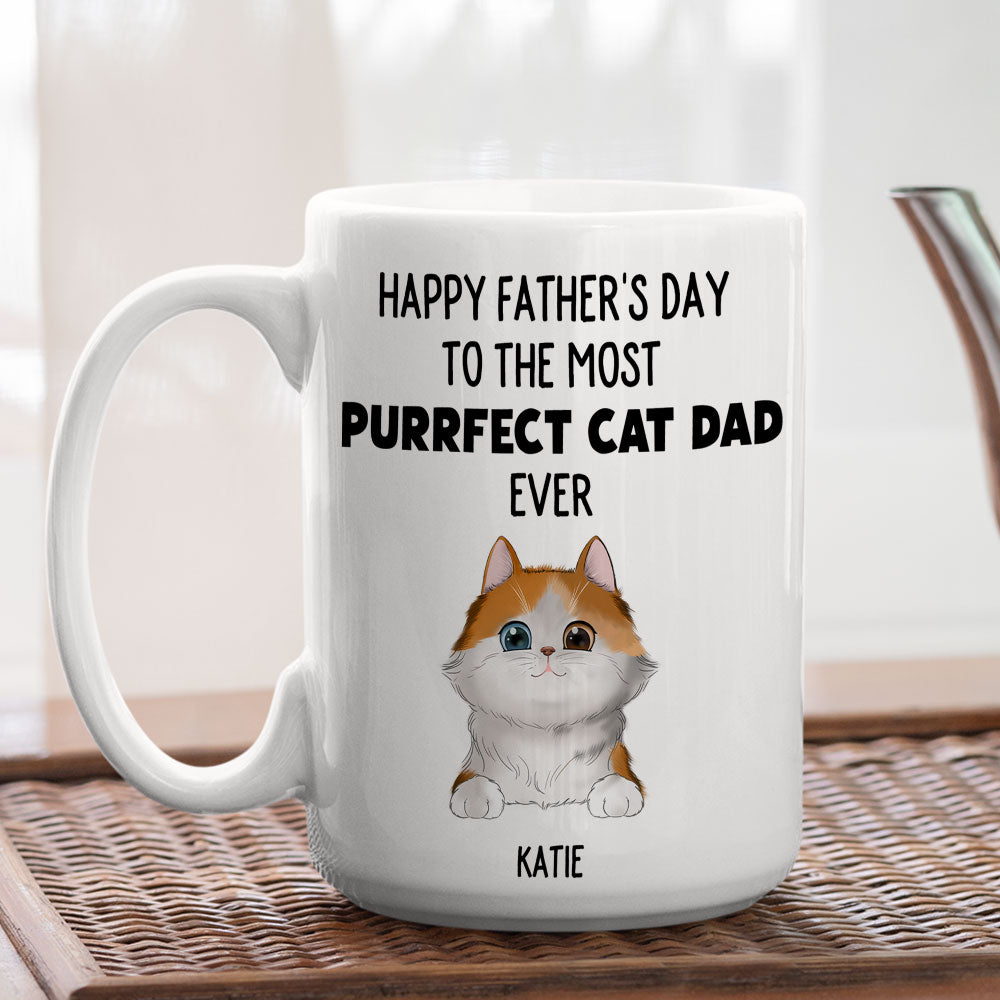 Custom Photo Christmas Birthday Gifts For Cat Dad, Cat Lovers • The Most Purrfect - Personalized Coffee Mug