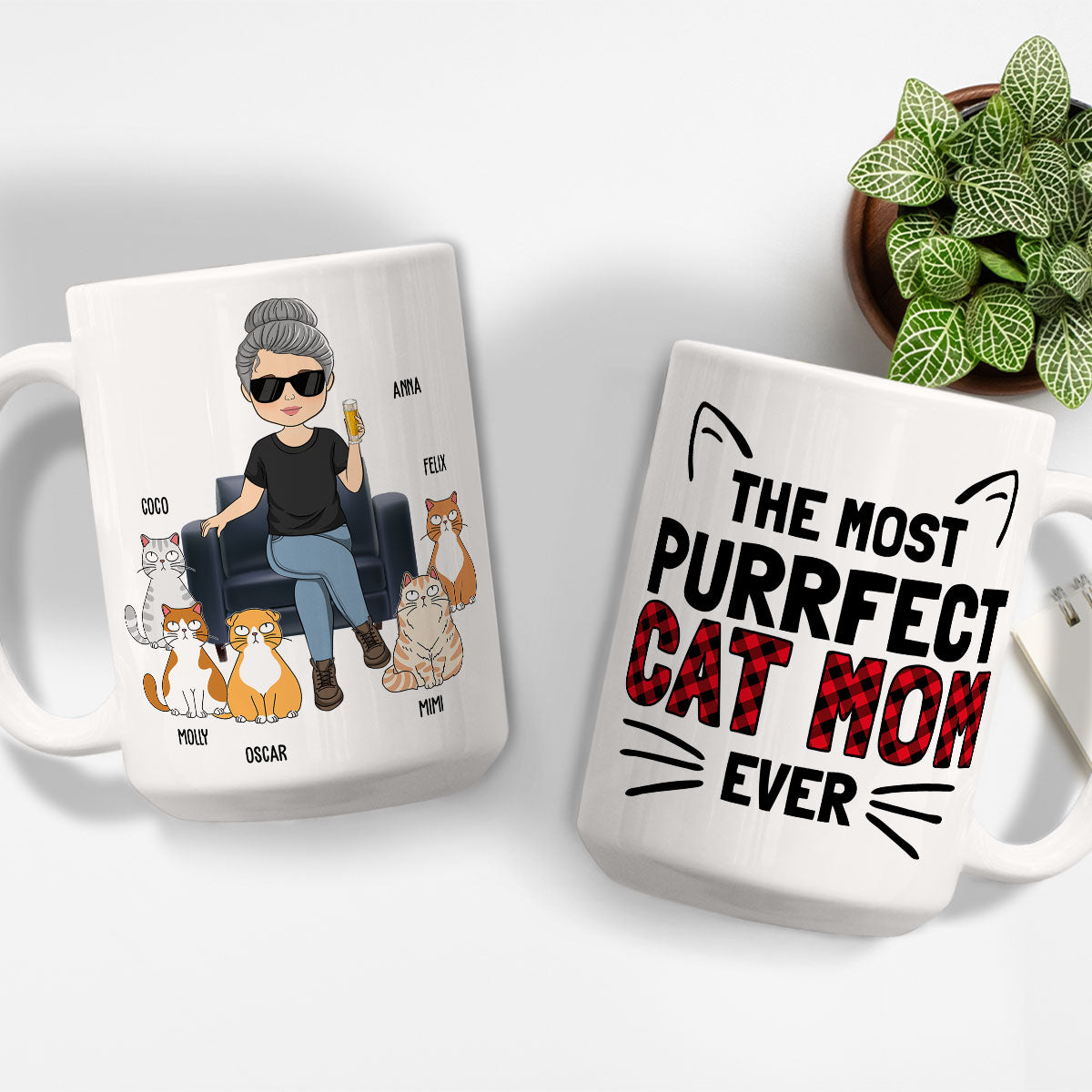 Custom Mother's day Birthday Gifts For Cat Mom, Cat Lovers • The Most Purrfect Cat - Personalized Coffee Mug