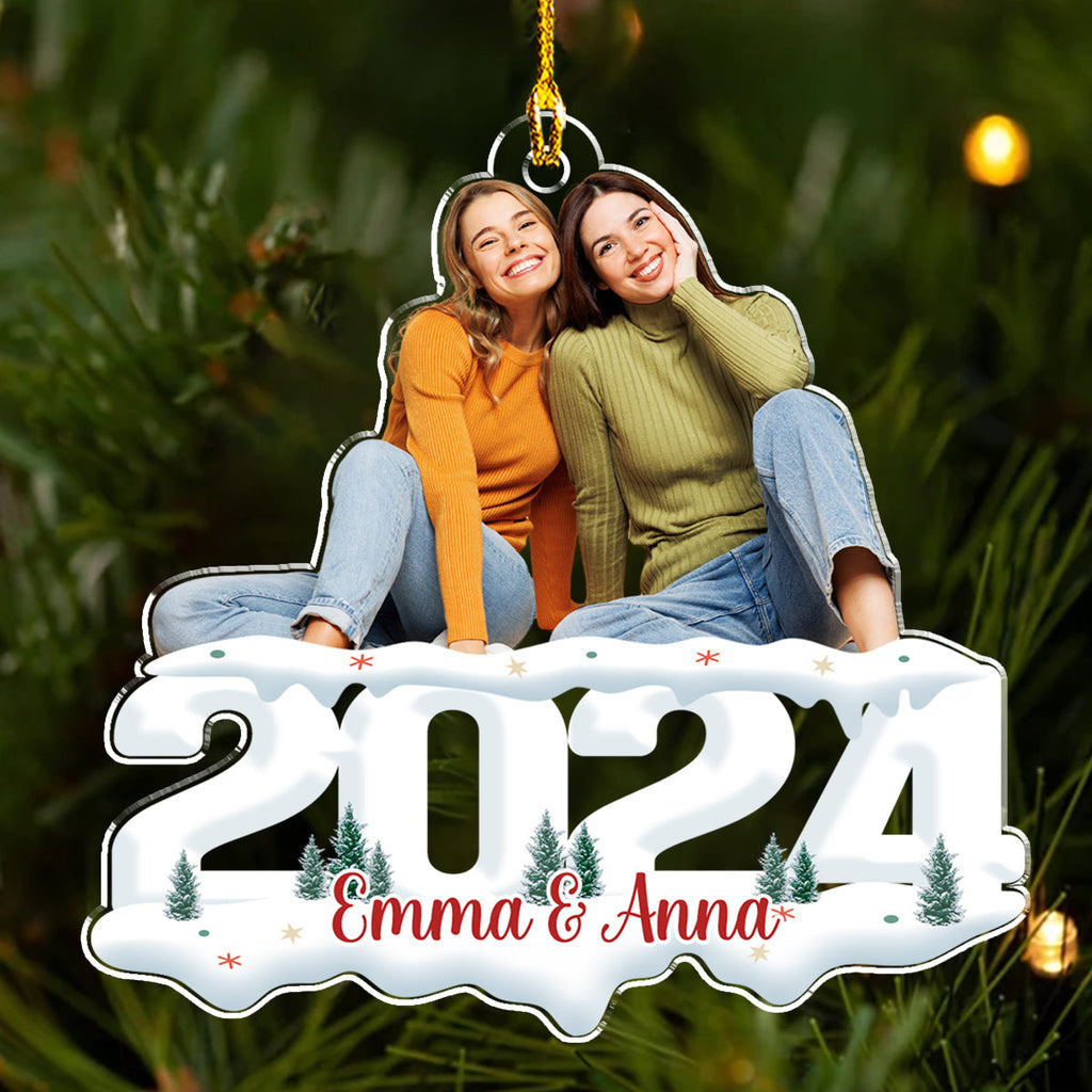 Photo Besties, Siblings - Joy of Christmas 2024 - Personalized Acrylic Ornament