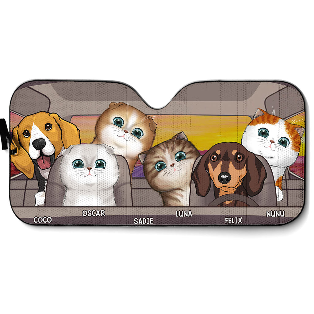 Custom Christmas Birthday Gifts Car Accessories for Pet Parents • Dogs And Cats - Personalized Car Sunshade