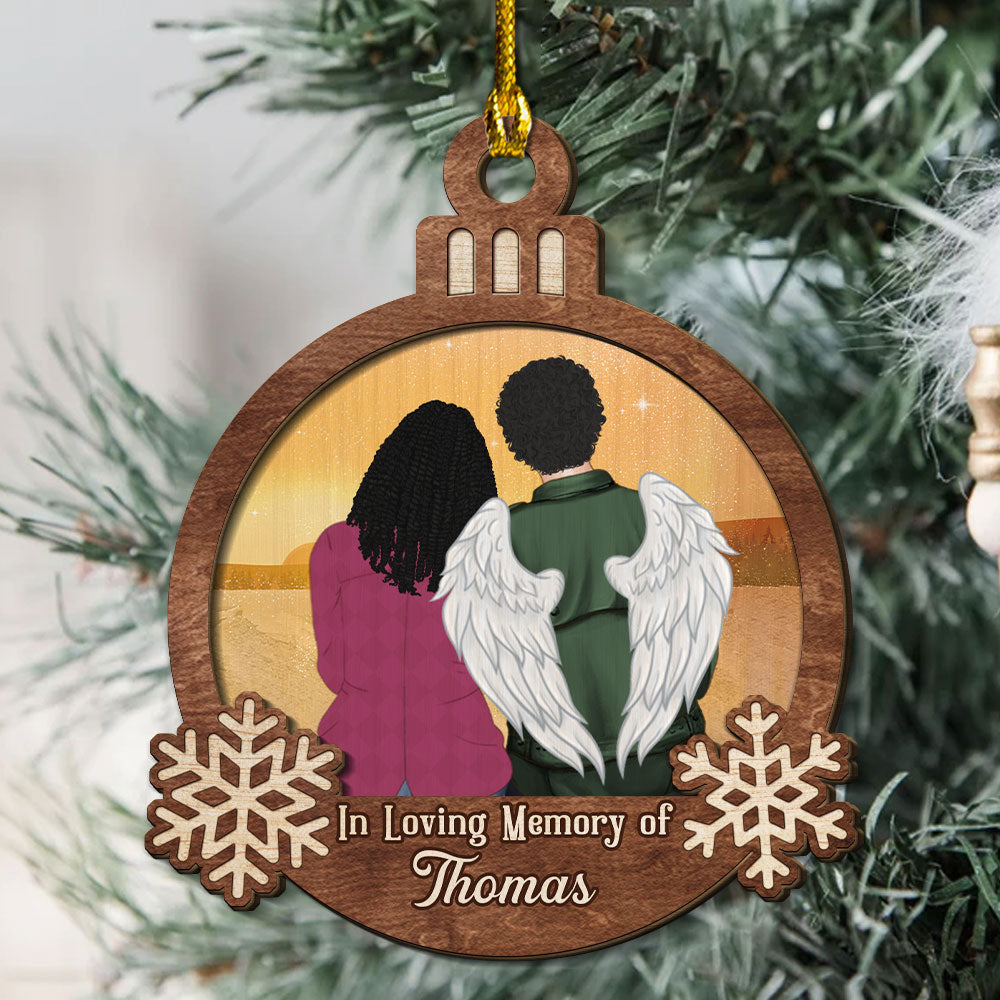 Custom Christmas Memorial Sympathy Gifts For Dogs, Cats • In Remembrance - Personalized 2-layered Wood Ornament