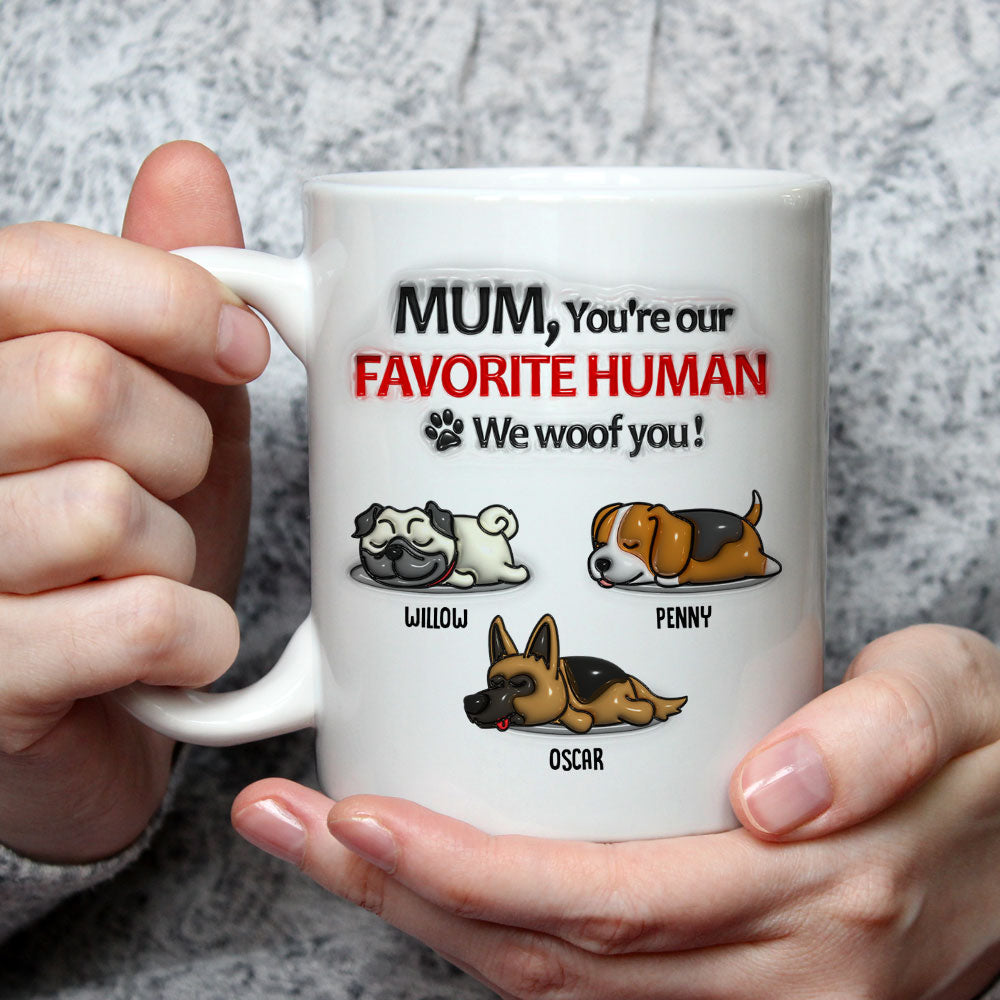 Custom Christmas Birthday Gifts For Dog Lovers • Woof You Dad - Personalized 3D Inflated Effect Mug