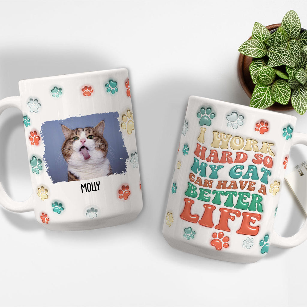 Custom Photo Christmas Birthday Gifts For Cat Lovers • Better Life - Personalized 3D Inflated Effect Mug