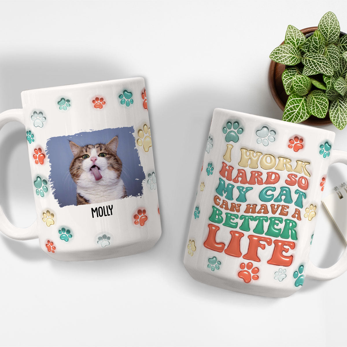 Custom Photo Christmas Birthday Gifts For Cat Lovers • Better Life - Personalized 3D Inflated Effect Mug