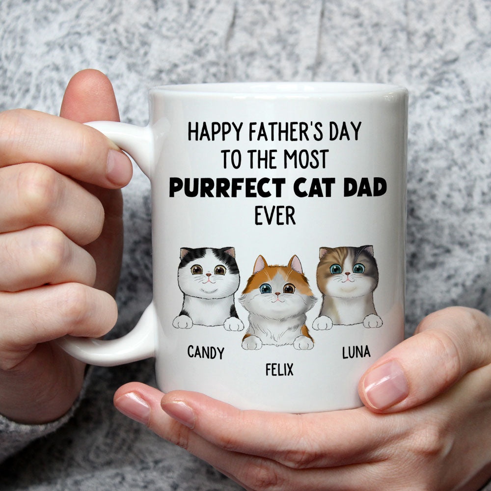Custom Photo Christmas Birthday Gifts For Cat Dad, Cat Lovers • The Most Purrfect - Personalized Coffee Mug
