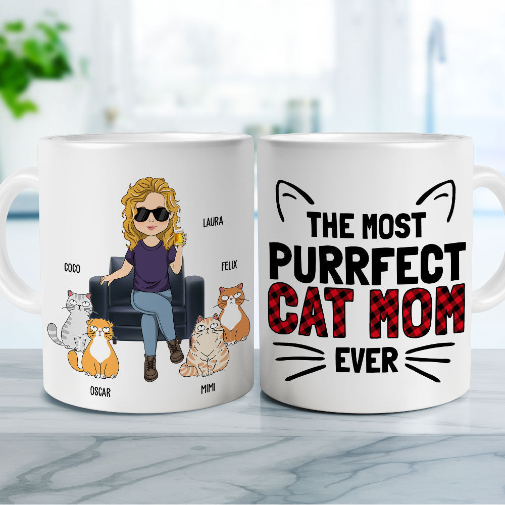 Custom Mother's day Birthday Gifts For Cat Mom, Cat Lovers • The Most Purrfect Cat - Personalized Coffee Mug