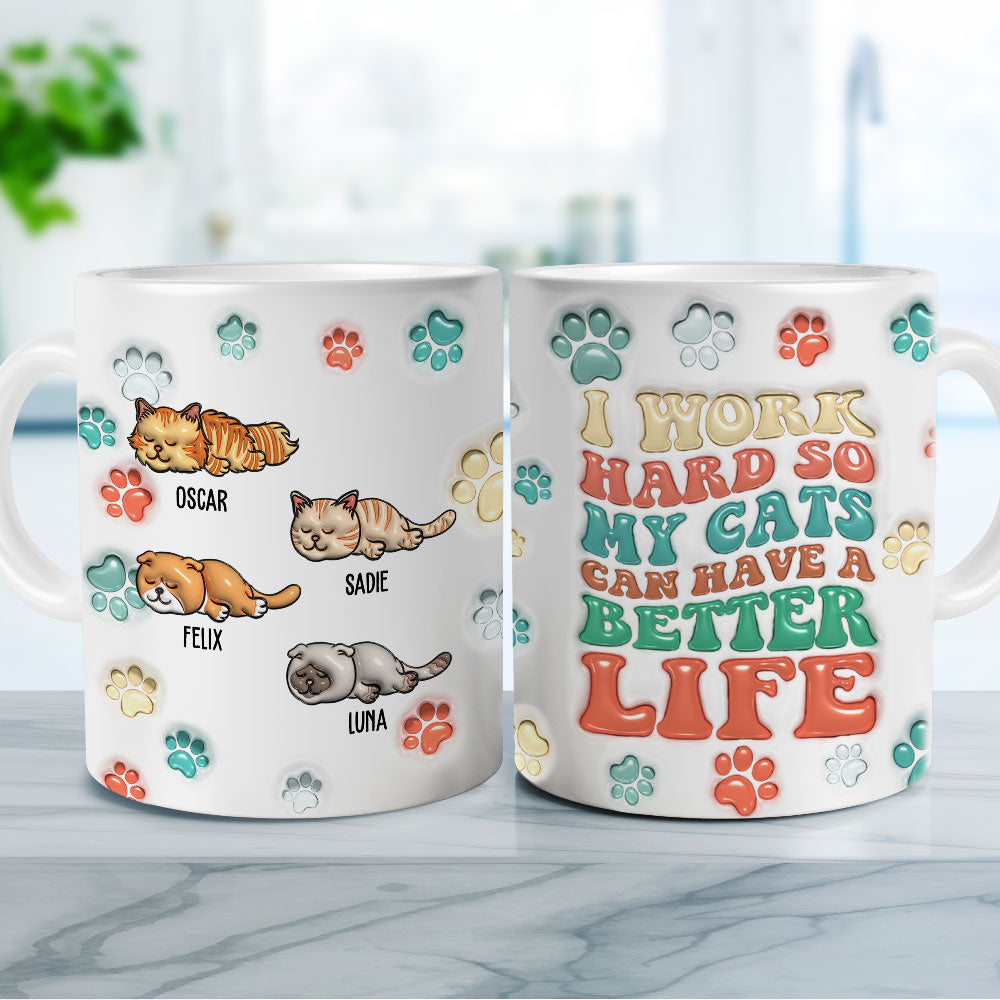 Custom Photo Christmas Birthday Gifts For Cat Lovers • Better Life - Personalized 3D Inflated Effect Mug