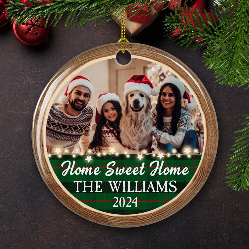 Home Sweet Home - Personalized Circle Ceramic Christmas Ornament