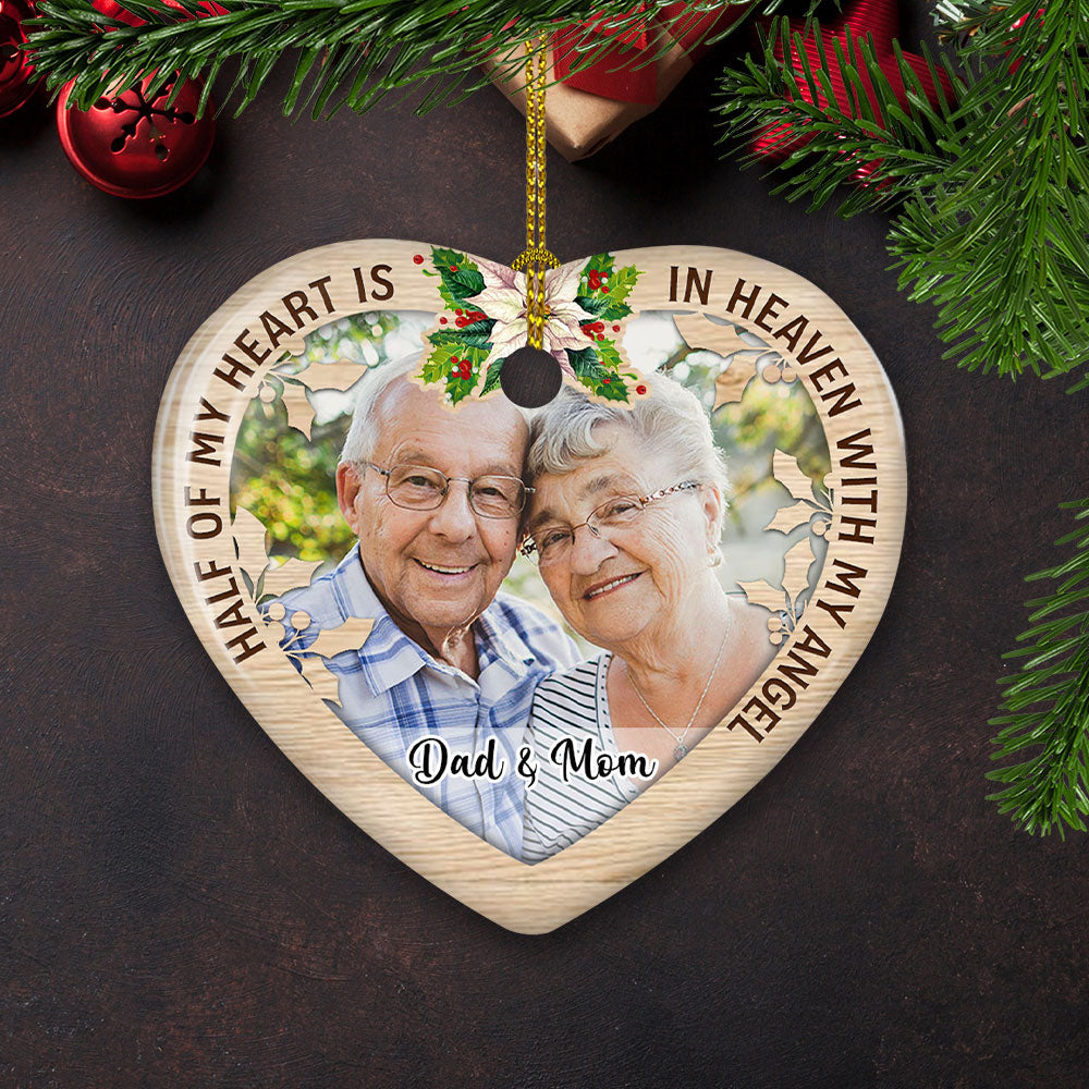 For My Angel - Personalized Heart Ceramic Christmas Ornament
