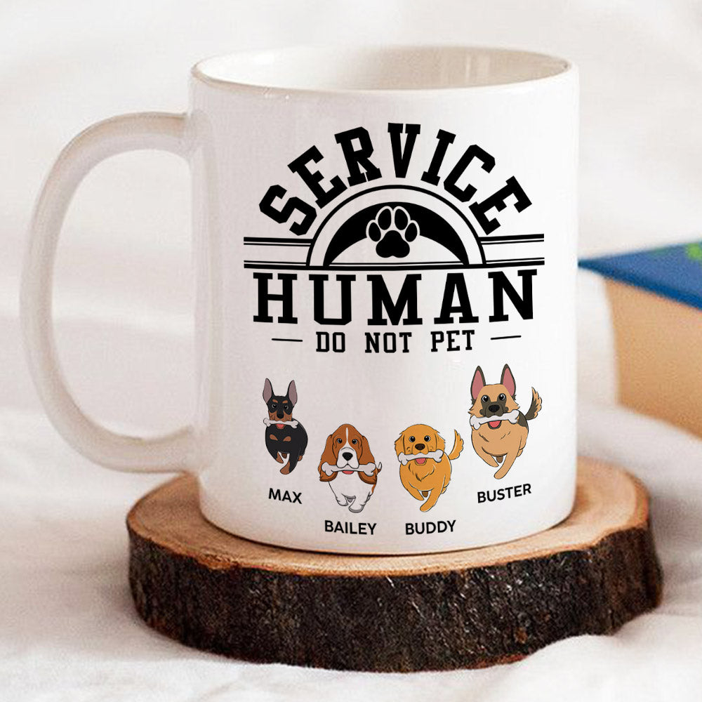 Custom Christmas Birthday Gifts For Dog Dad, Dog Lovers • Service Human, Do Not Pet - Personalized Coffee Mug