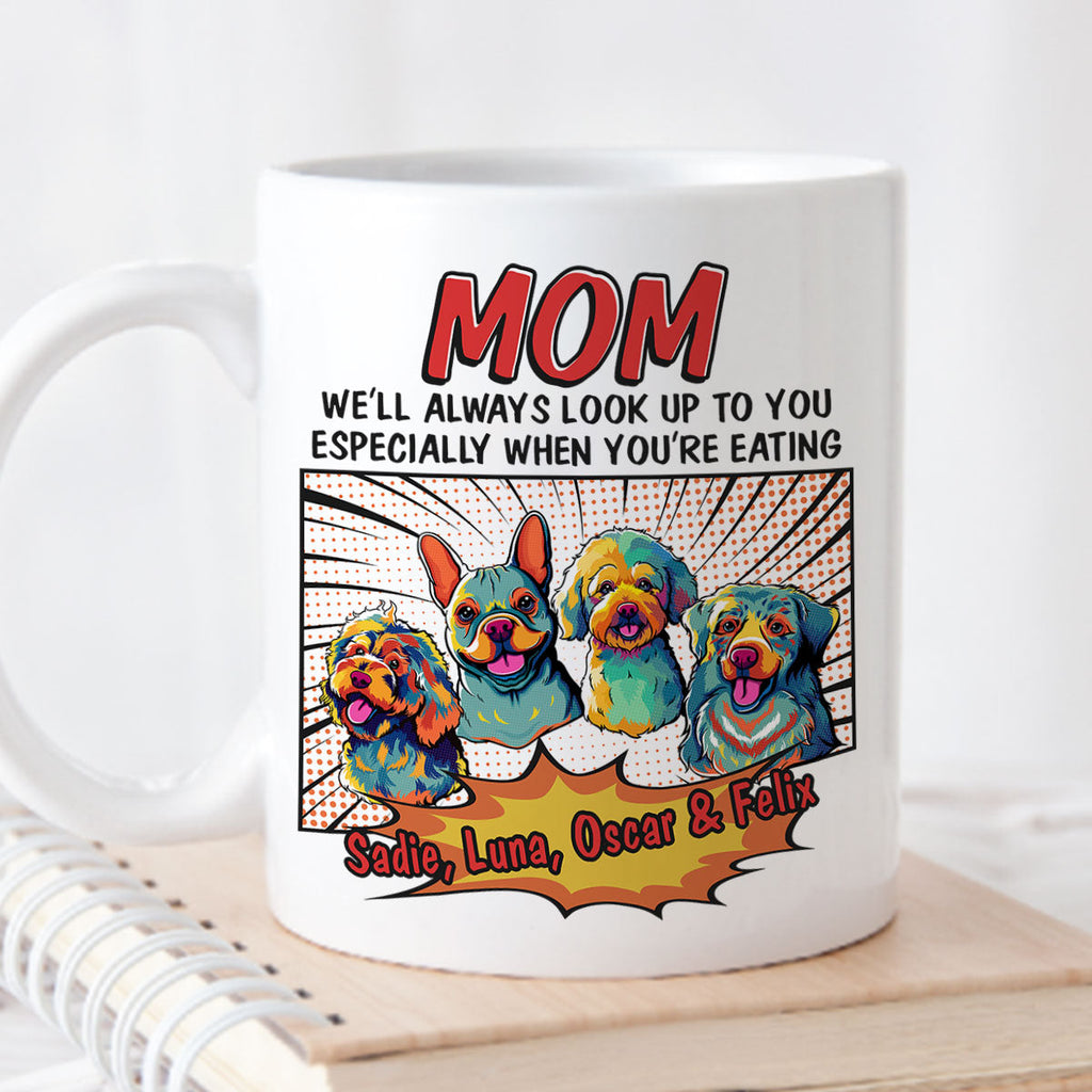 Custom Mother's day Birthday Gifts For Cat Mom, Cat Lovers • Pop Art Eating Pet - Personalized Coffee Mug
