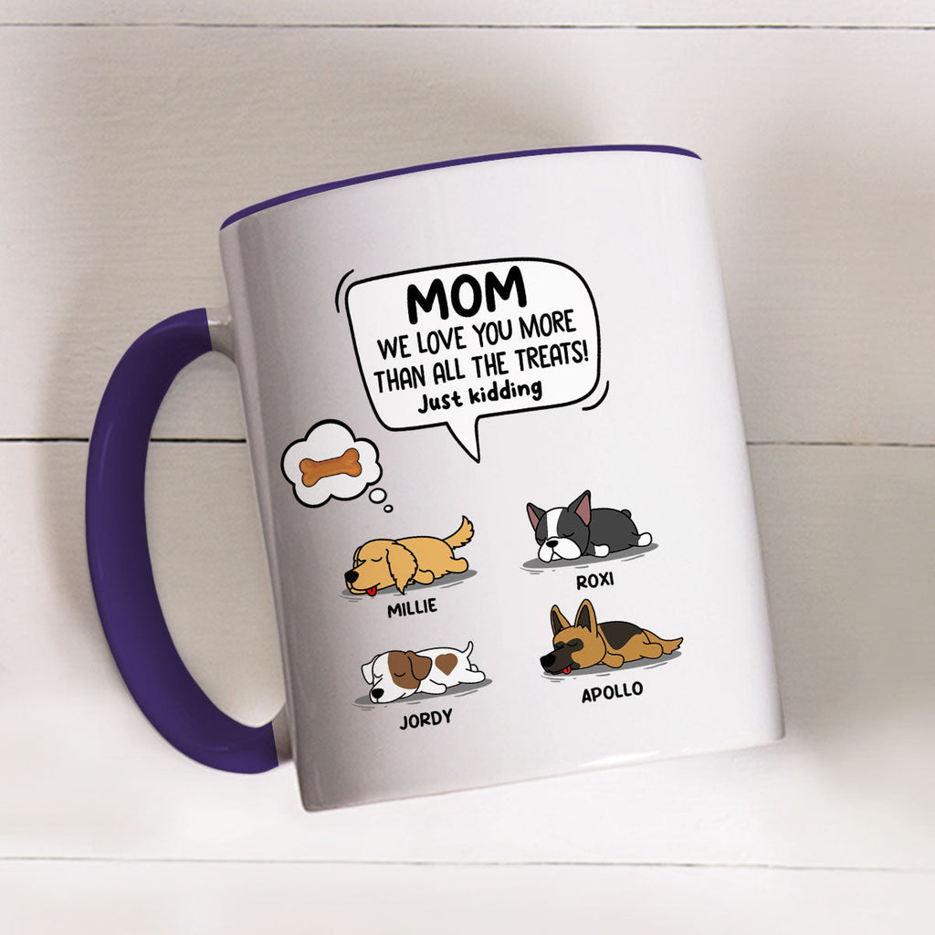 Custom Photo Christmas Birthday Gifts For Dog Lovers • I Love Dad More Than Treats - Personalized Accent Mug