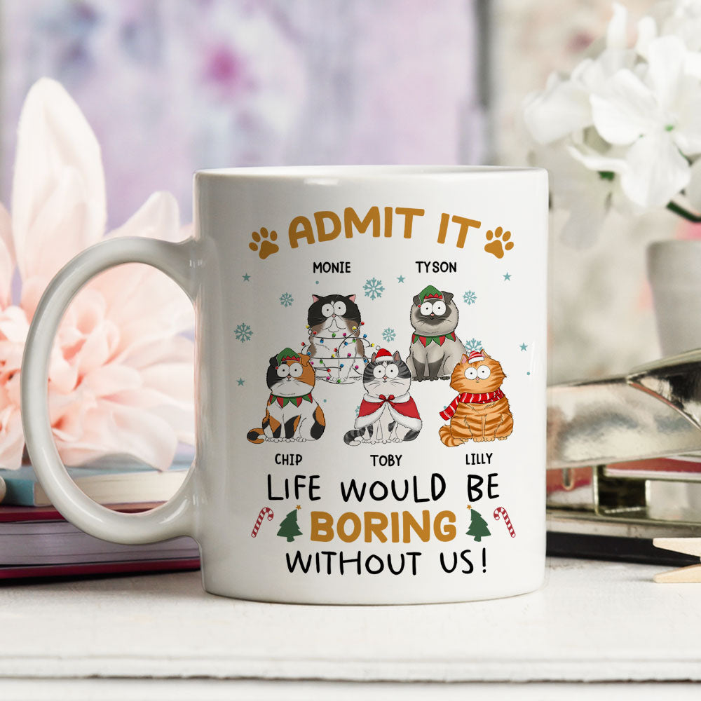 Custom Photo Mother's day Birthday Gifts For Cat Mom, Cat Lovers • Never Get Bored - Personalized Coffee Mug