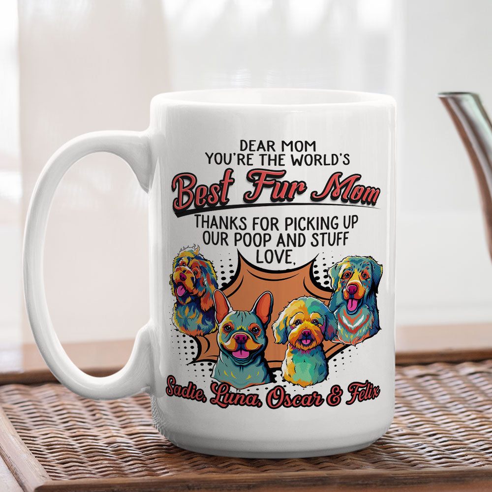 Custom Mother's day Birthday Gifts For Cat Mom, Cat Lovers • Pop Art Love Fur Dad - Personalized Coffee Mug