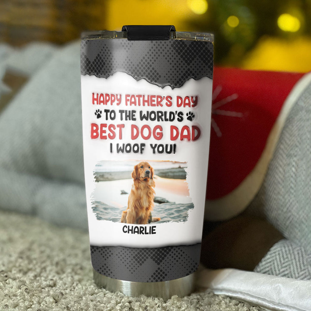 Custom Christmas Birthday Gifts For Dog Dad, Dog Lovers • There Is No Better Dad Than Mine - Personalized 3D Inflated Effect Tumbler