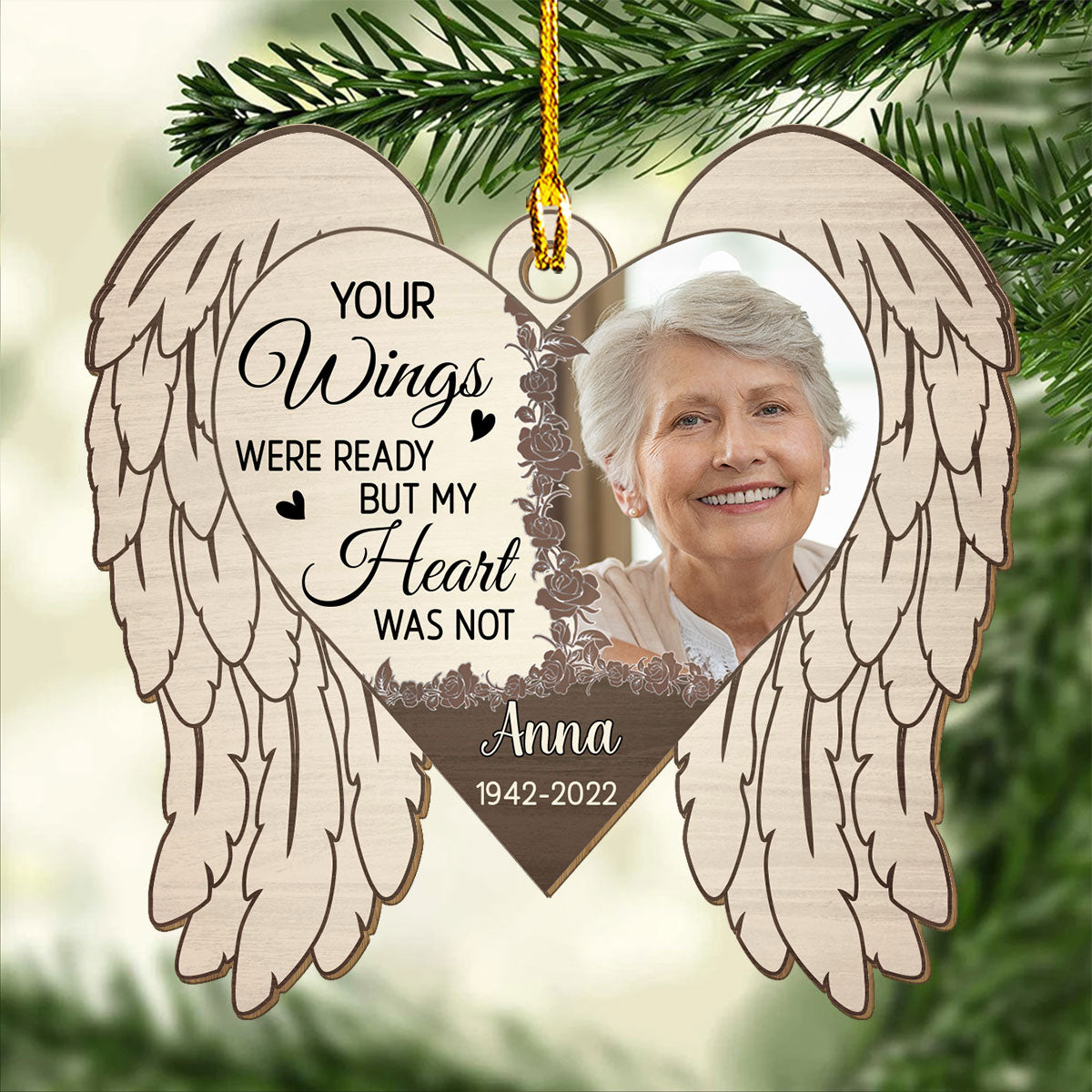 The Wings - Personalized 1-layered Wood Ornament