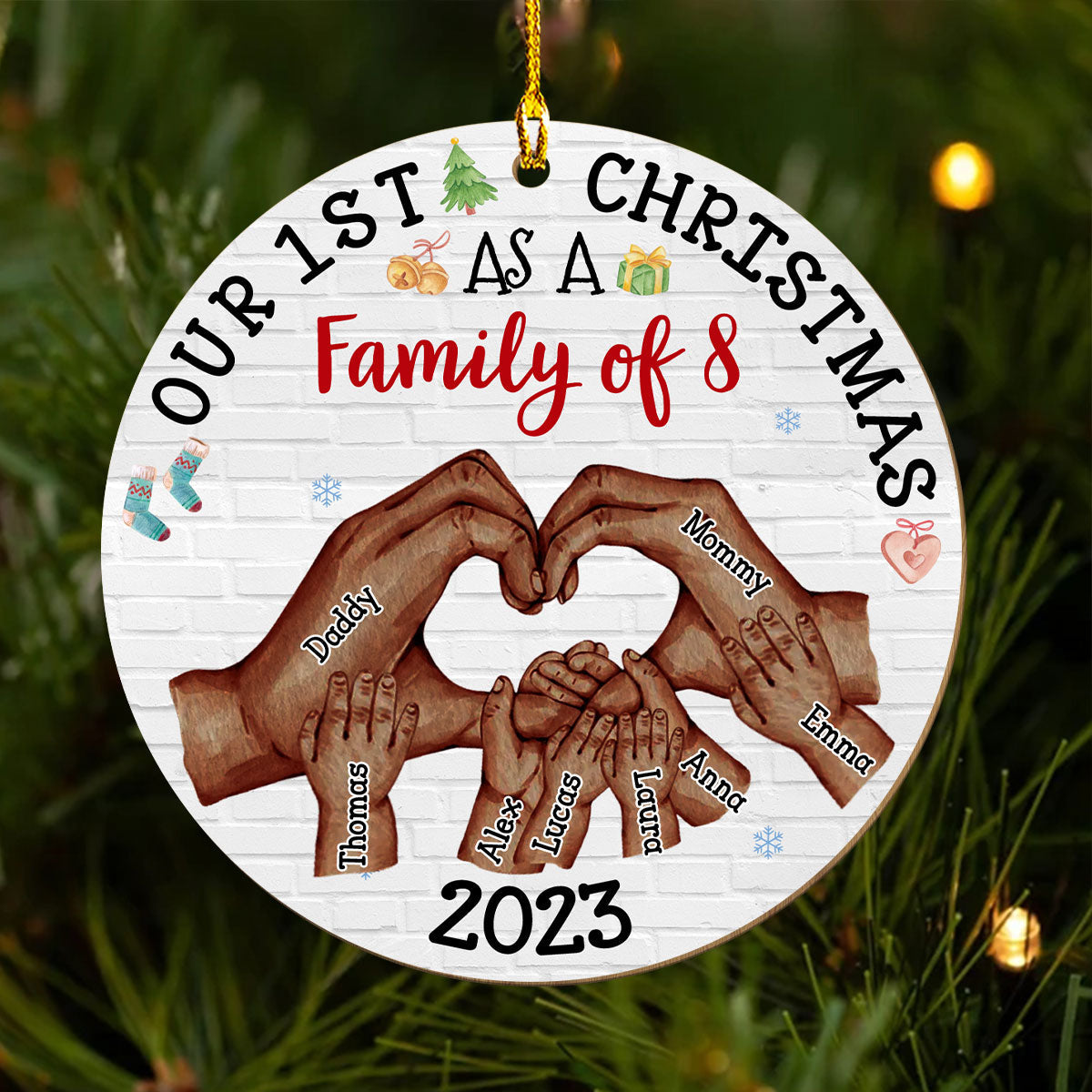 Our First Christmas - Personalized 1-layered Wood Ornament