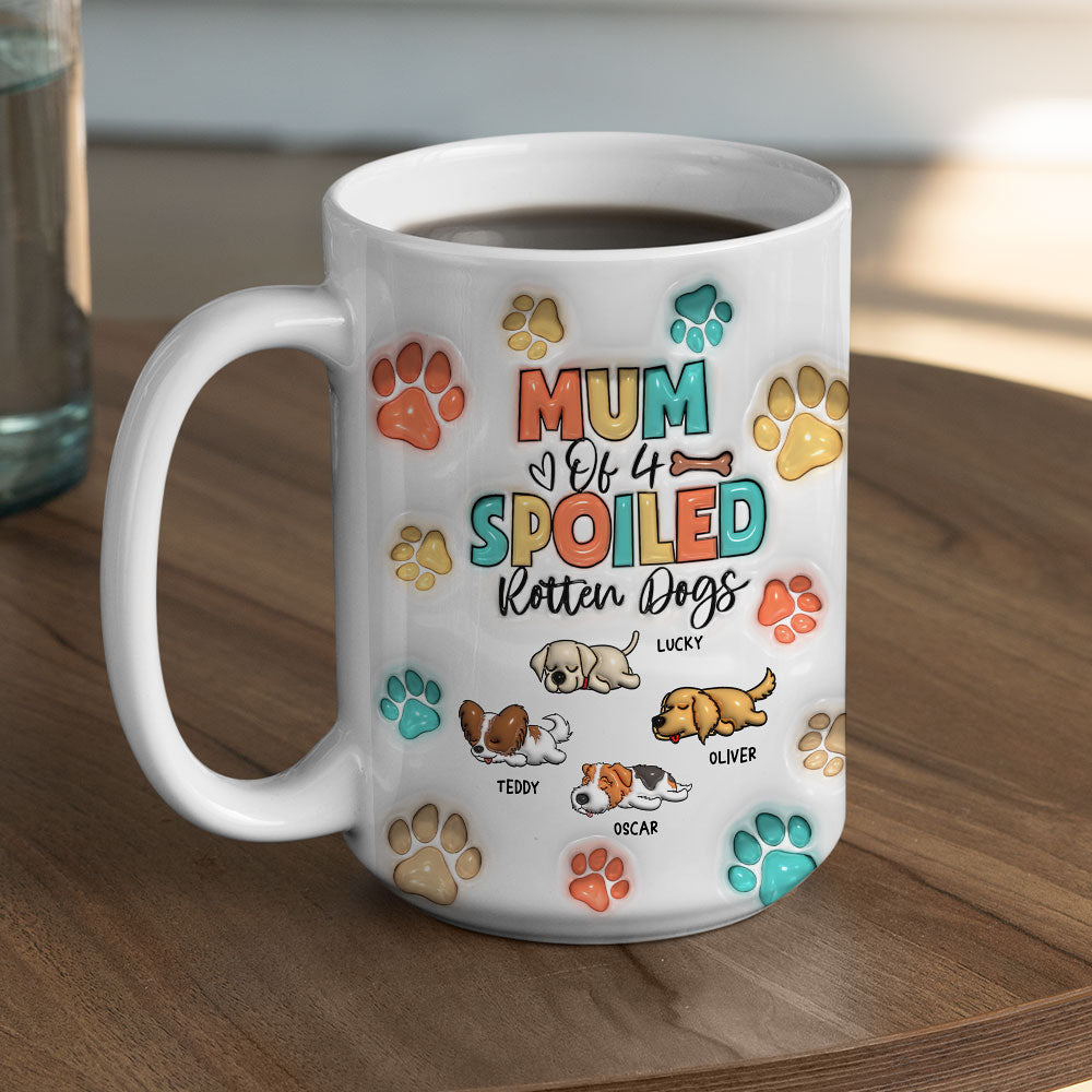 Custom Christmas Birthday Gifts For Dog Lovers • Spoiled Rotten Dogs - Personalized 3D Inflated Effect Mug