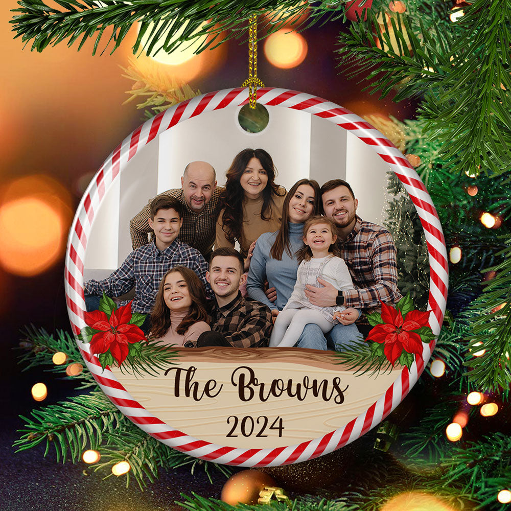 Family Moment - Personalized Circle Ceramic Christmas Ornament