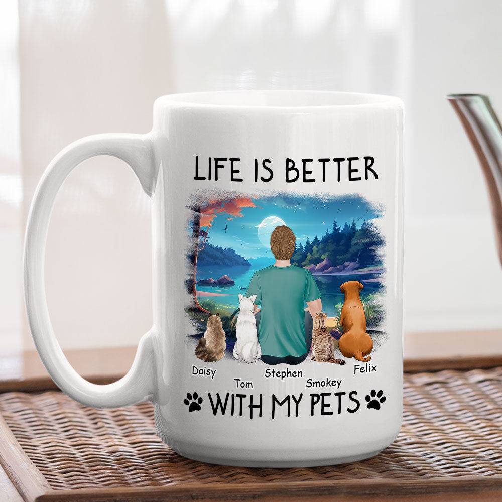 Custom Mother's day Birthday Gifts For Cat Mom, Cat Lovers • Better With Pets - Personalized Coffee Mug